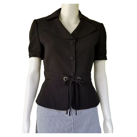 Tahari Short Sleeve Blazer Black Women’s 8P Petite Arthur S. Levine - Picture 2 of 15